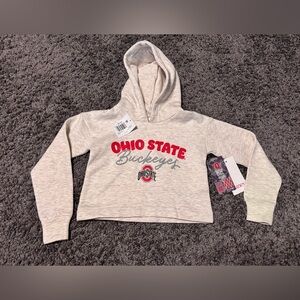 Ohio State Buckeyes Girls XS 4/5 Cropped Hoodie Gray Licensed NWT Hanes